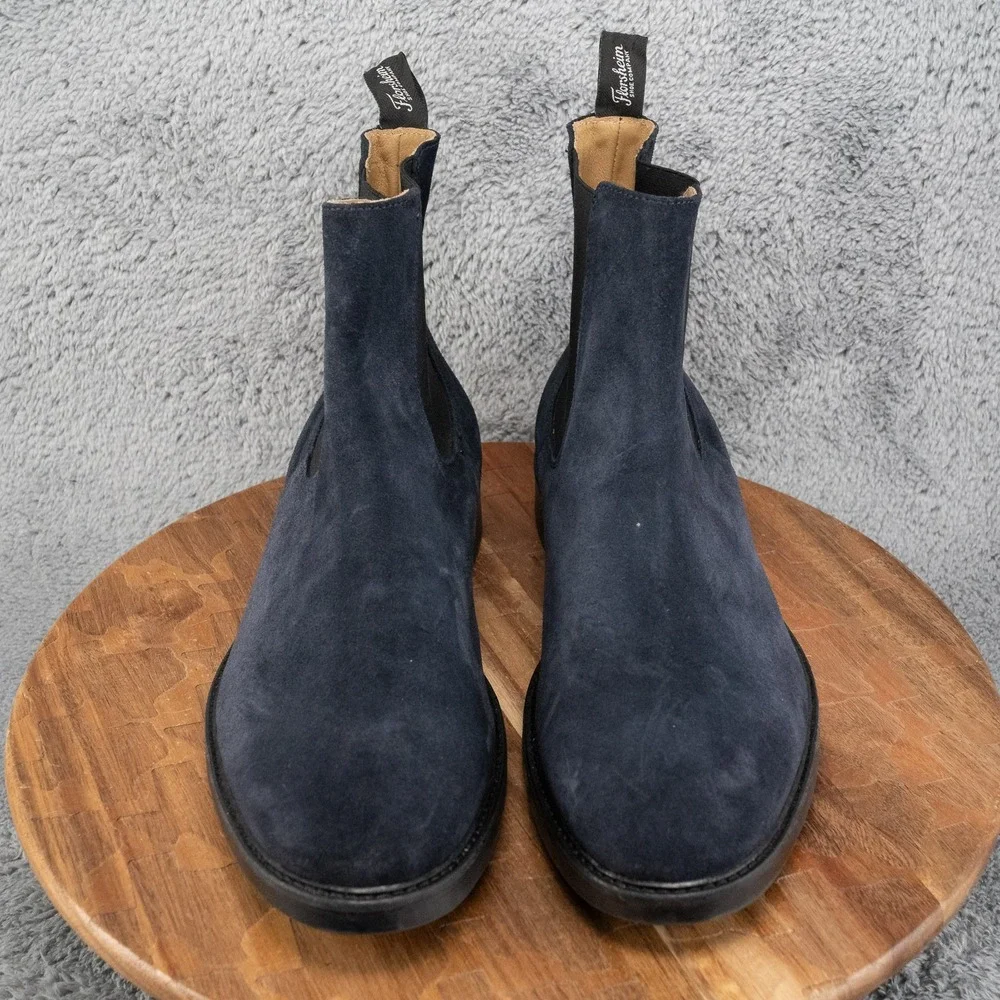 Florsheim Plain Toe Gore Chelsea Boot Size 12 Blue Leather Suede
